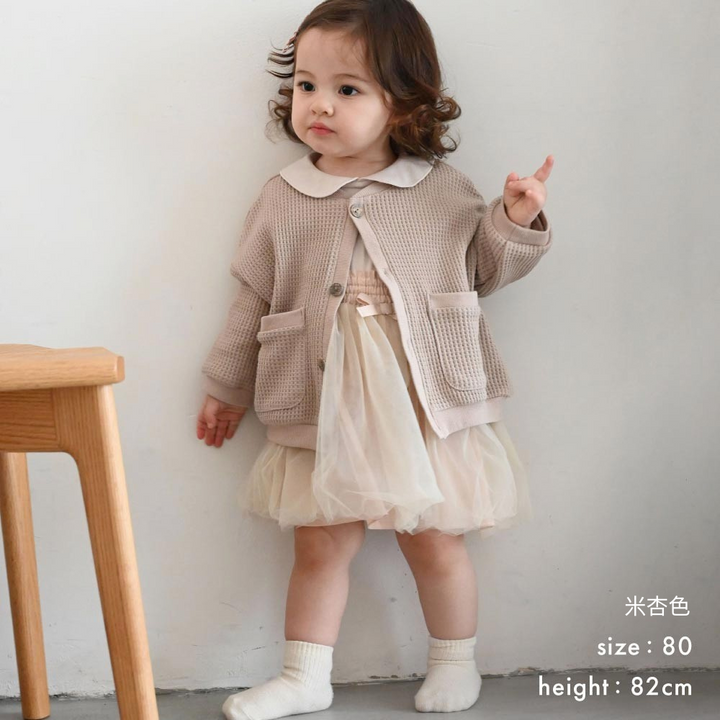 【秋冬外套】鬆餅紋 針織開襟衫