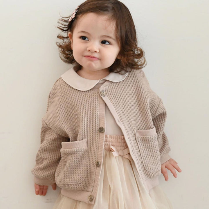 【秋冬外套】鬆餅紋 針織開襟衫