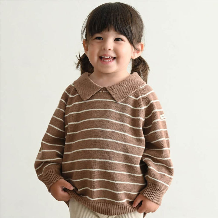 【秋冬上衣】翻領針織毛衣