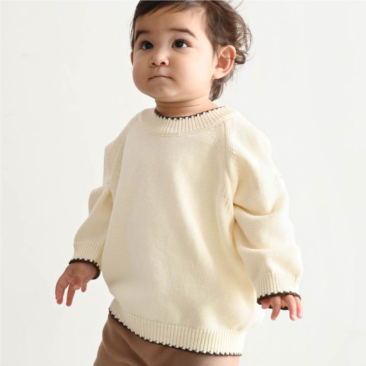 【秋冬上衣】配色圓領毛衣針織衫