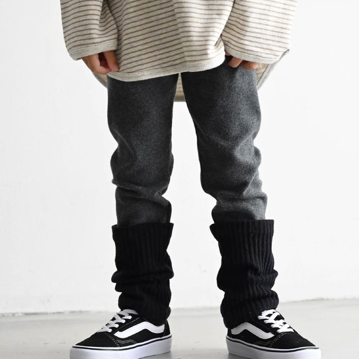 【秋冬褲子】雙色磨毛翻折 內搭褲