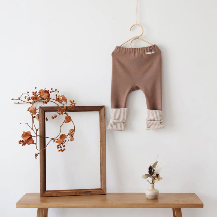 【秋冬褲子】雙色磨毛翻折 內搭褲