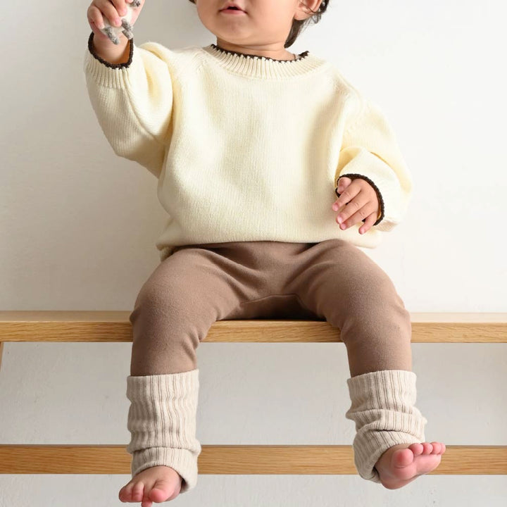 【秋冬褲子】雙色磨毛翻折 內搭褲