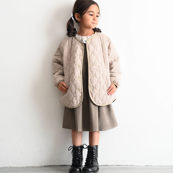 【秋冬外套】防潑水 可機洗 無領菱格鋪棉外套