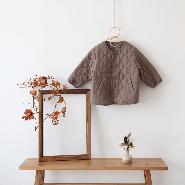 【秋冬外套】防潑水 可機洗 無領菱格鋪棉外套