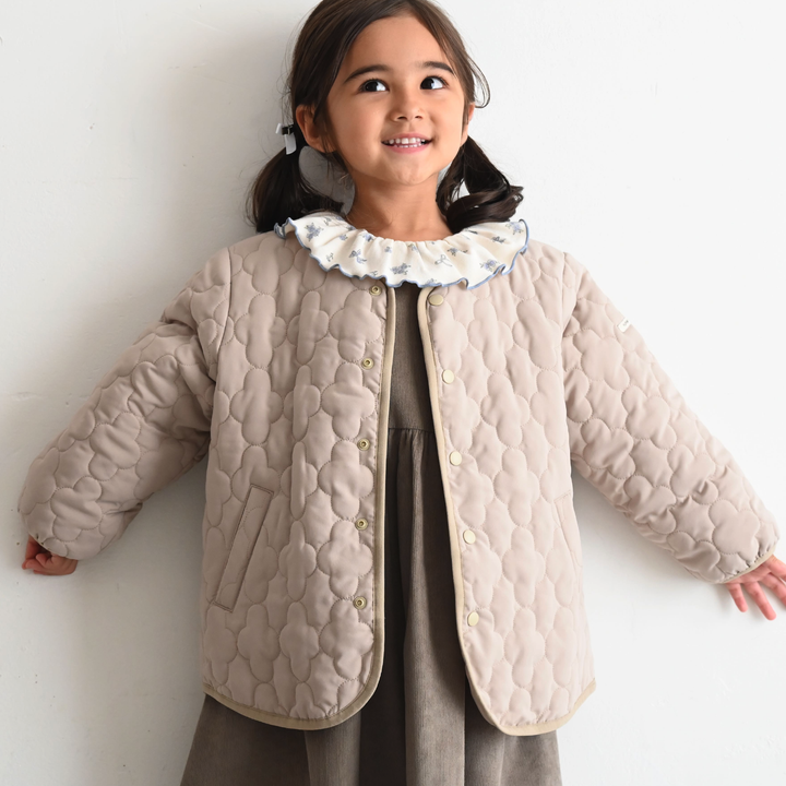 【秋冬外套】防潑水 可機洗 無領菱格鋪棉外套