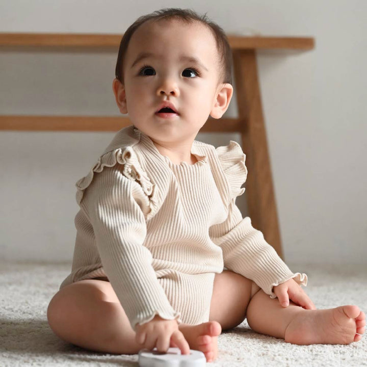 【秋冬連身衣】荷葉邊 羅紋長袖 連身包屁衣