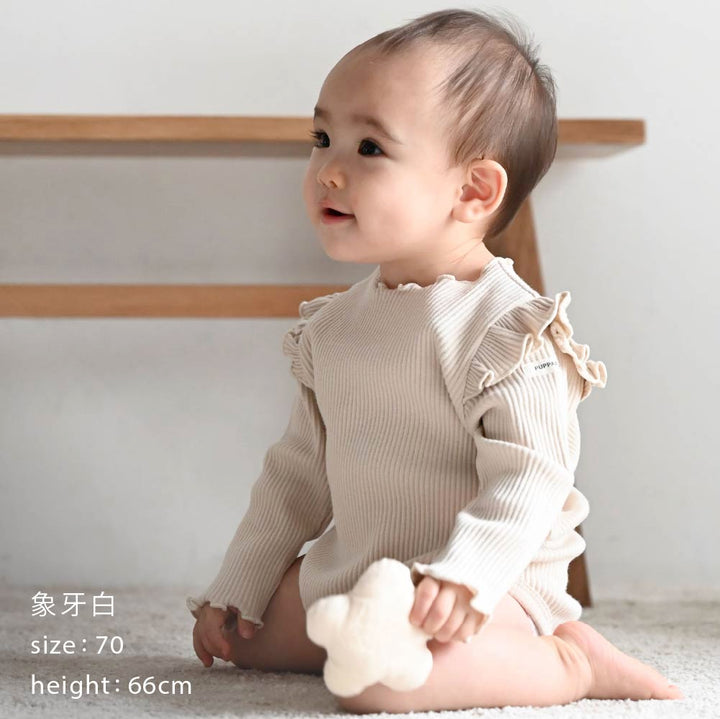 【秋冬連身衣】荷葉邊 羅紋長袖 連身包屁衣