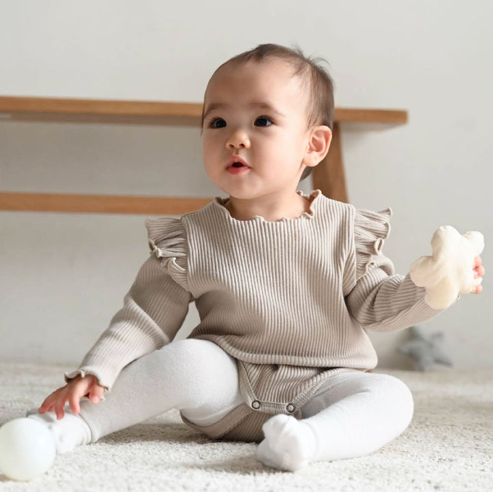 【秋冬連身衣】荷葉邊 羅紋長袖 連身包屁衣