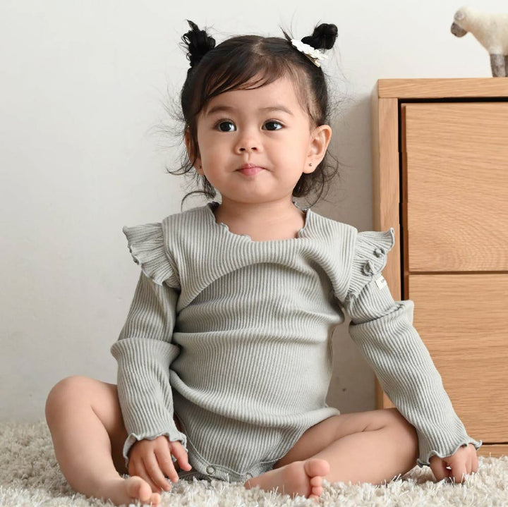 【秋冬連身衣】荷葉邊 羅紋長袖 連身包屁衣