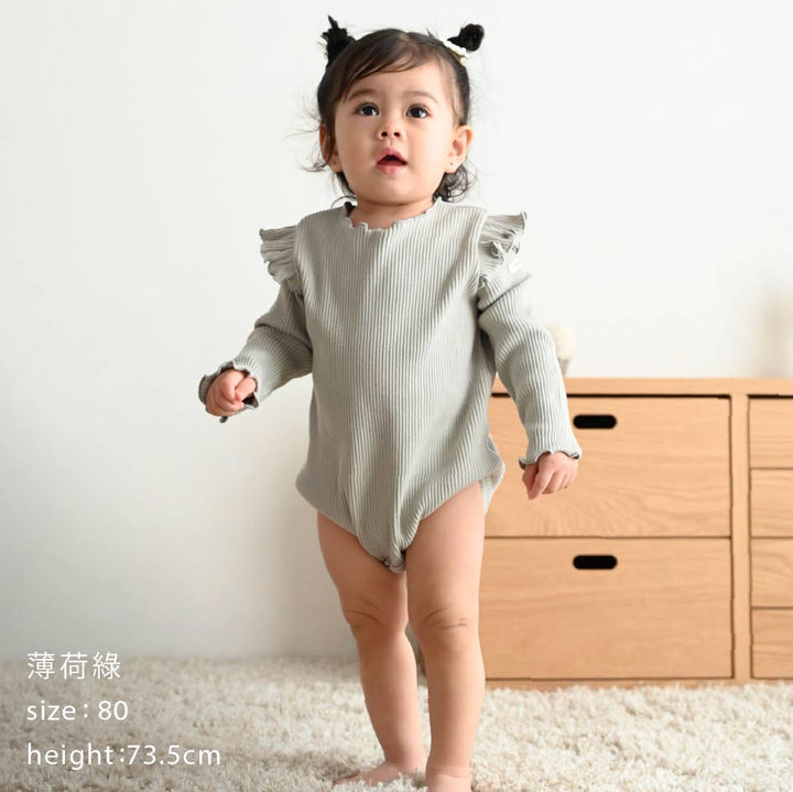 【秋冬連身衣】荷葉邊 羅紋長袖 連身包屁衣