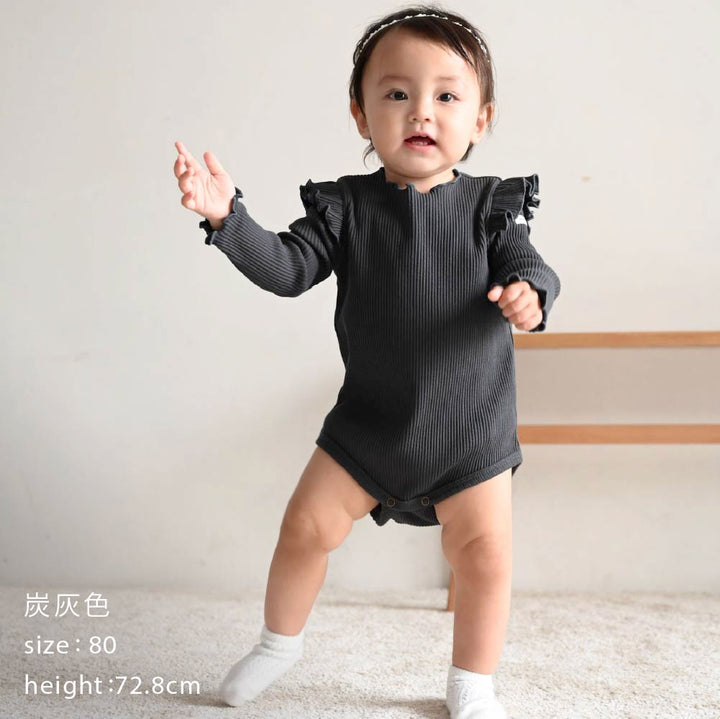 【秋冬連身衣】荷葉邊 羅紋長袖 連身包屁衣