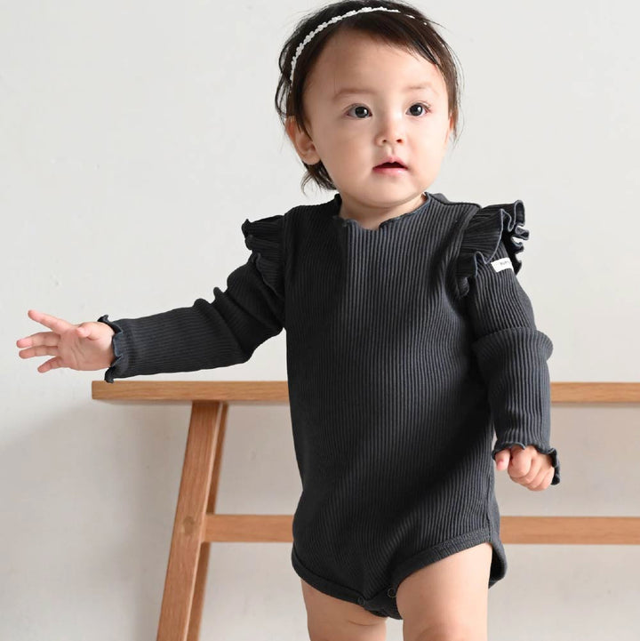 【秋冬連身衣】荷葉邊 羅紋長袖 連身包屁衣