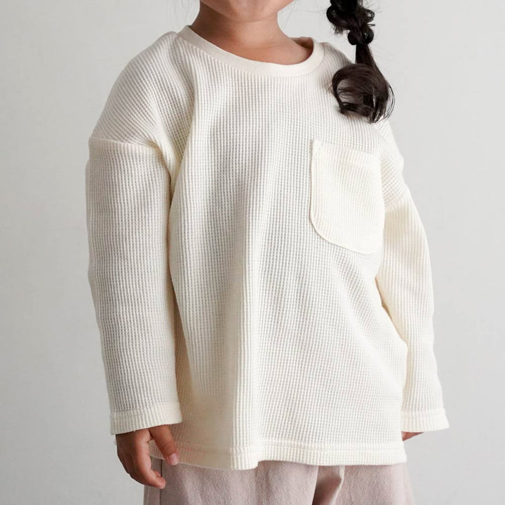 【秋冬上衣】 鬆餅紋 長袖T恤