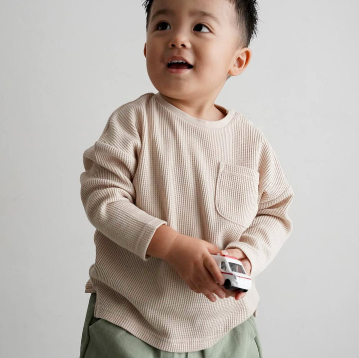 【秋冬上衣】 鬆餅紋 長袖T恤