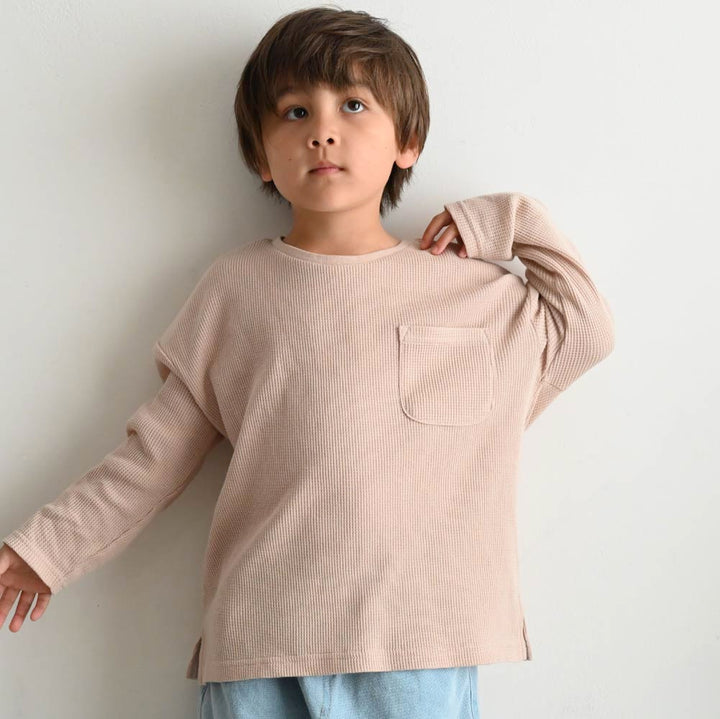 【秋冬上衣】 鬆餅紋 長袖T恤