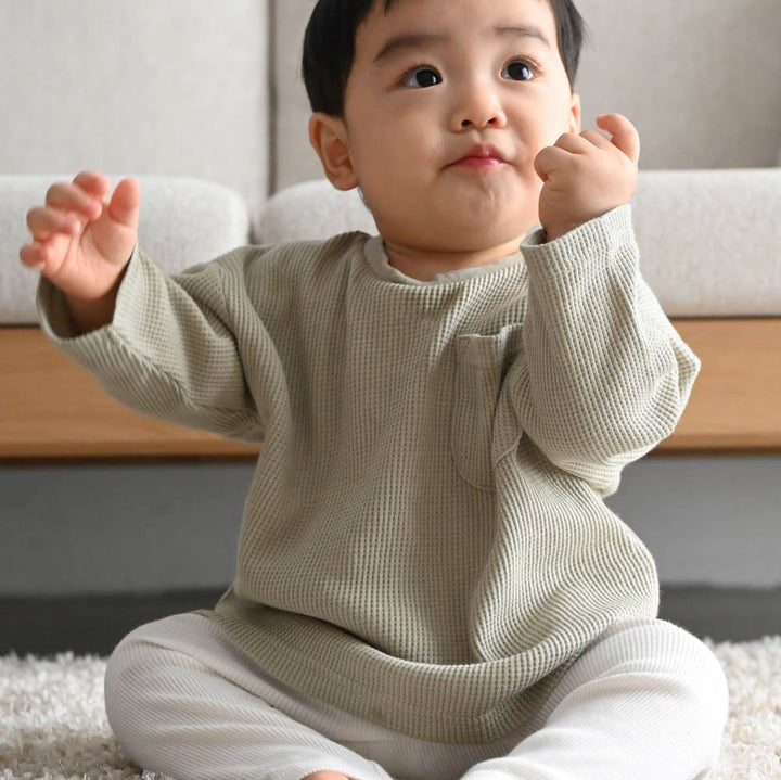 【秋冬上衣】 鬆餅紋 長袖T恤