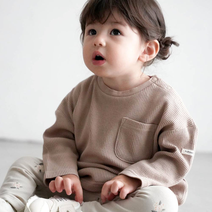 【秋冬上衣】 鬆餅紋 長袖T恤