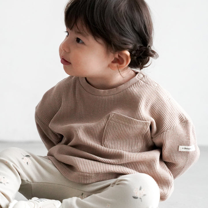 【秋冬上衣】 鬆餅紋 長袖T恤