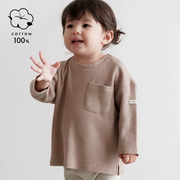 【秋冬上衣】 鬆餅紋 長袖T恤