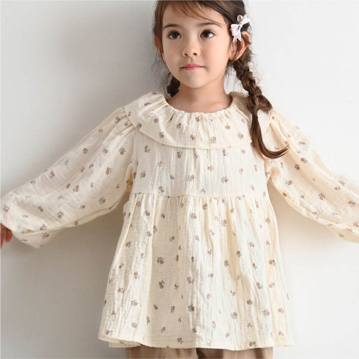 【秋冬上衣】雙層紗 荷葉領上衣