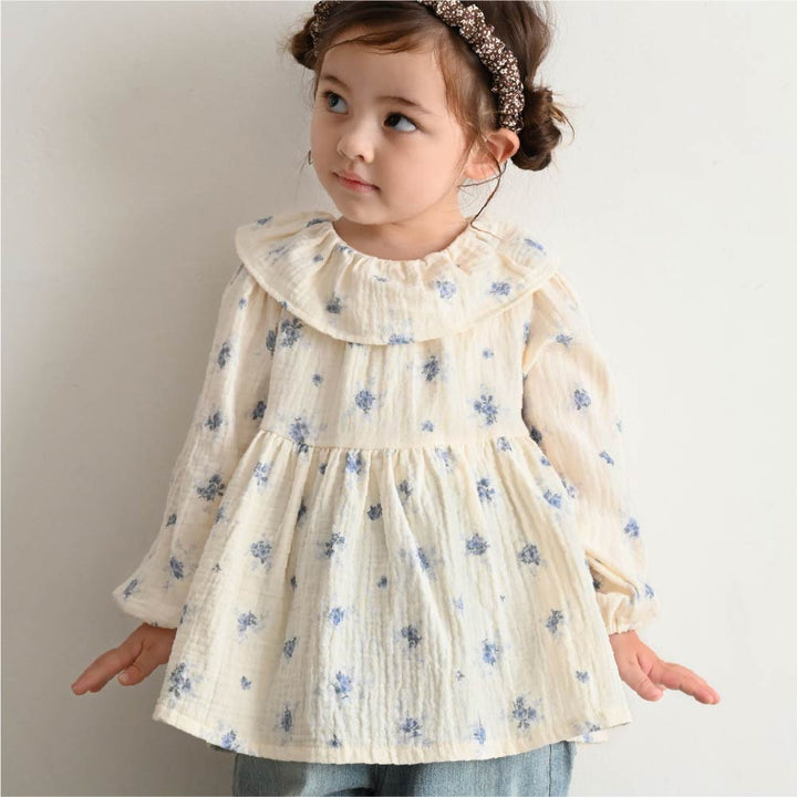 【秋冬上衣】雙層紗 荷葉領上衣