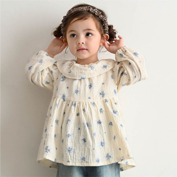 【秋冬上衣】雙層紗 荷葉領上衣