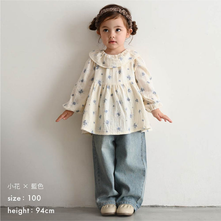 【秋冬上衣】雙層紗 荷葉領上衣