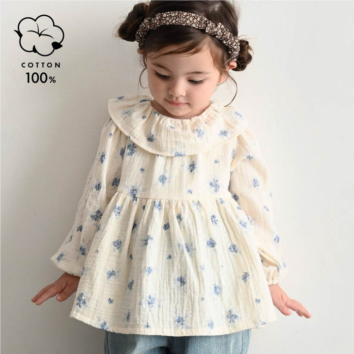 【秋冬上衣】雙層紗 荷葉領上衣