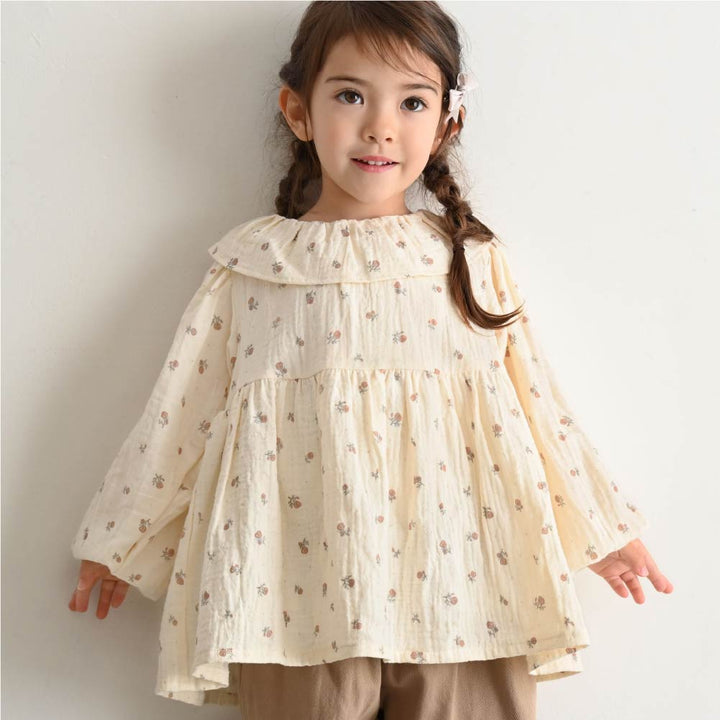 【秋冬上衣】雙層紗 荷葉領上衣