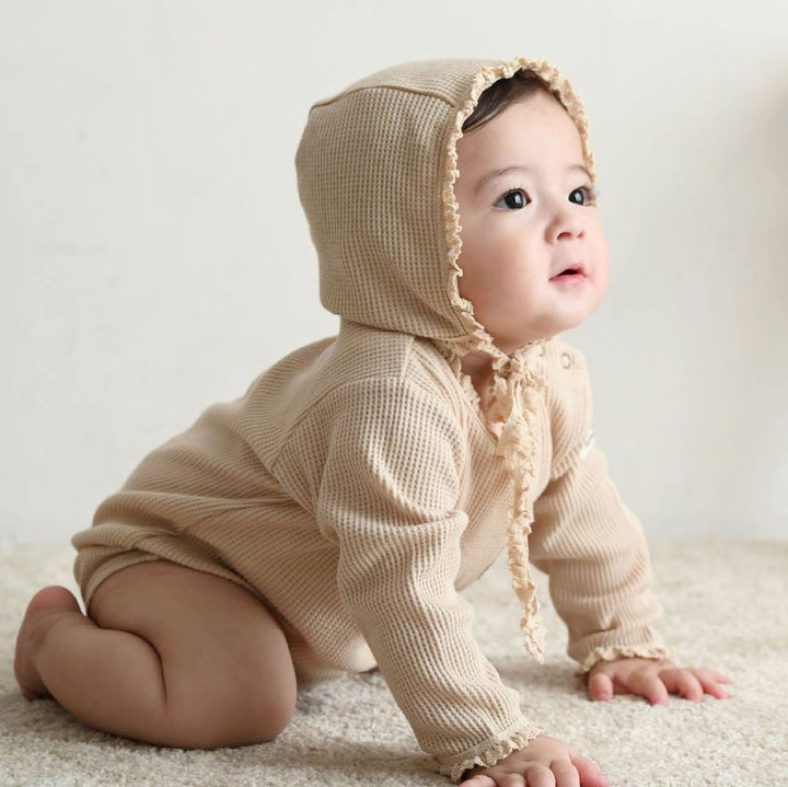 【秋冬連身衣】長袖連身衣+寶寶帽 2件組| waffle 格紋布料