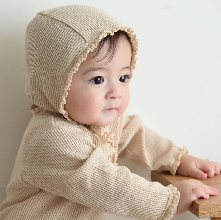 【秋冬連身衣】長袖連身衣+寶寶帽 2件組| waffle 格紋布料