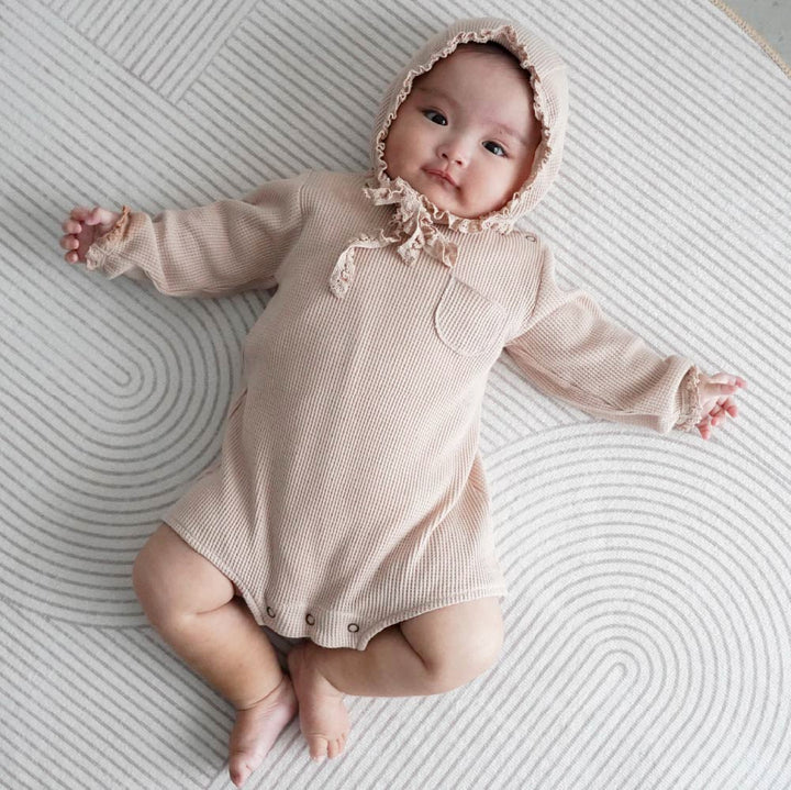 【秋冬連身衣】長袖連身衣+寶寶帽 2件組| waffle 格紋布料