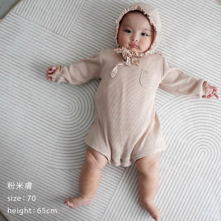 【秋冬連身衣】長袖連身衣+寶寶帽 2件組| waffle 格紋布料