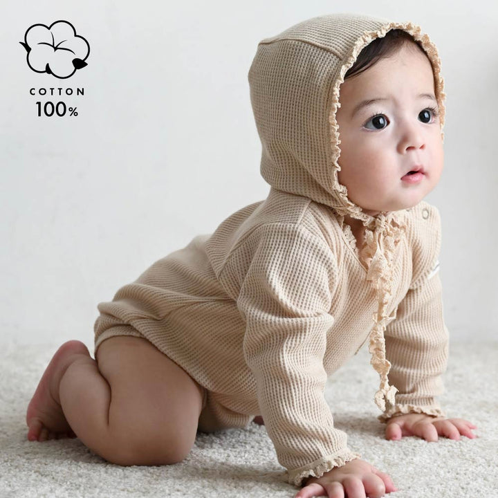 【秋冬連身衣】長袖連身衣+寶寶帽 2件組| waffle 格紋布料