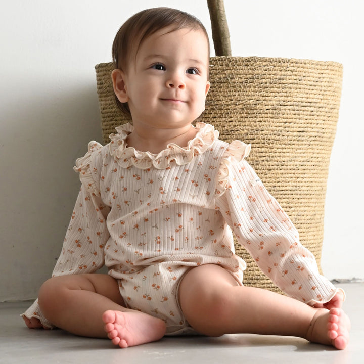 長袖荷葉邊連身包屁衣