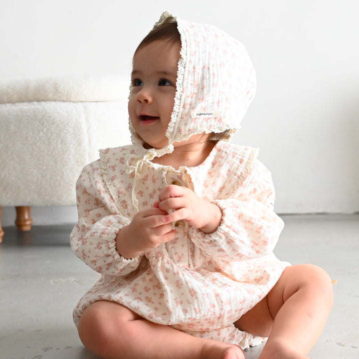 雙層紗小花連身衣帽套裝