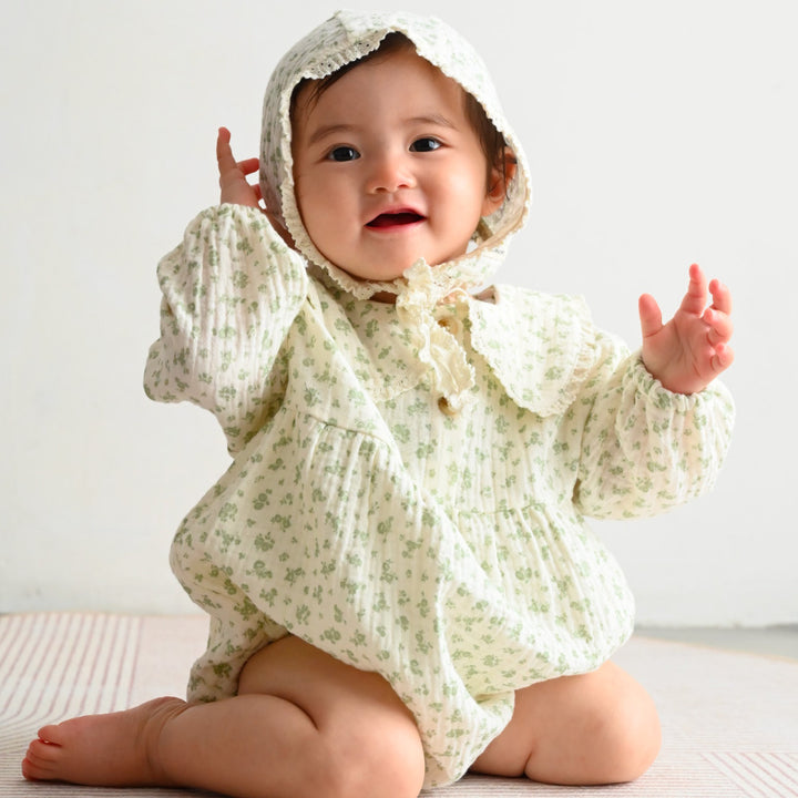 雙層紗小花連身衣帽套裝