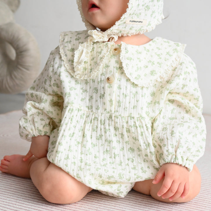 雙層紗小花連身衣帽套裝