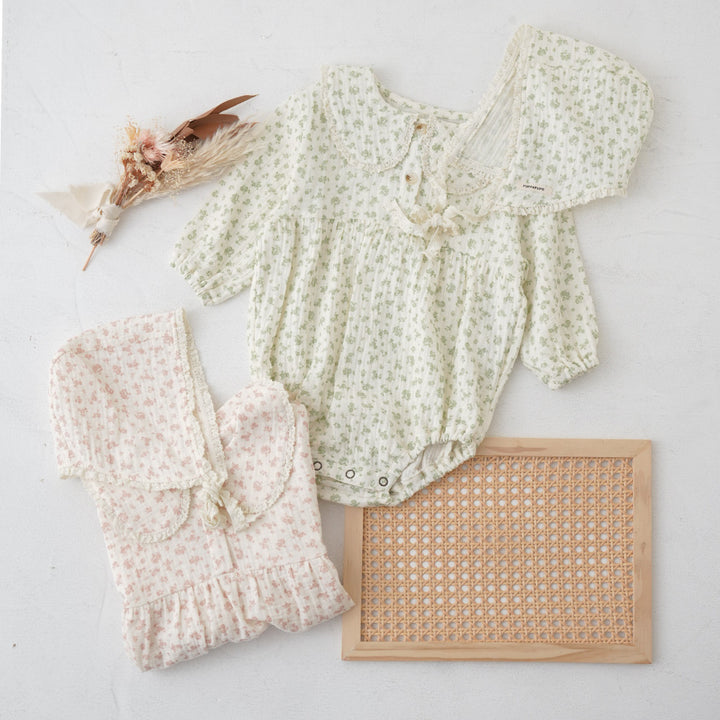 雙層紗小花連身衣帽套裝