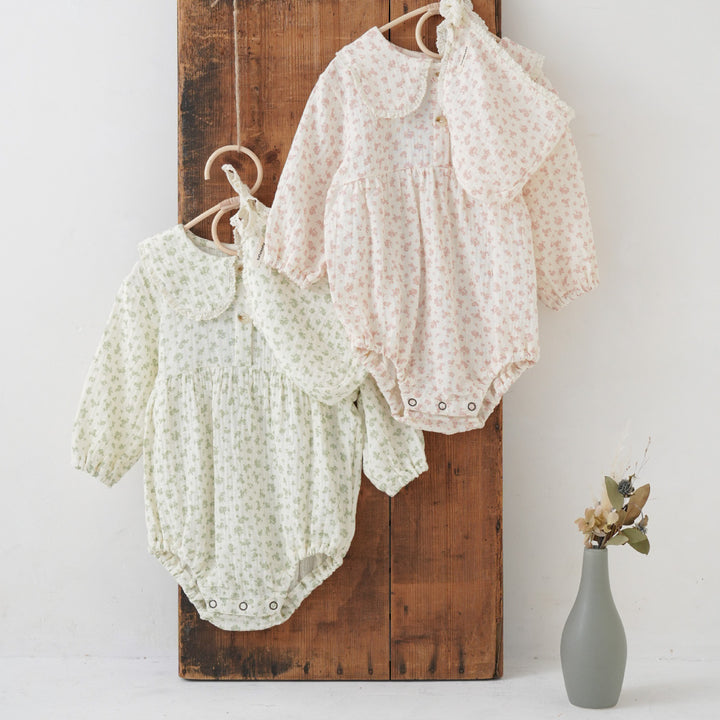 雙層紗小花連身衣帽套裝