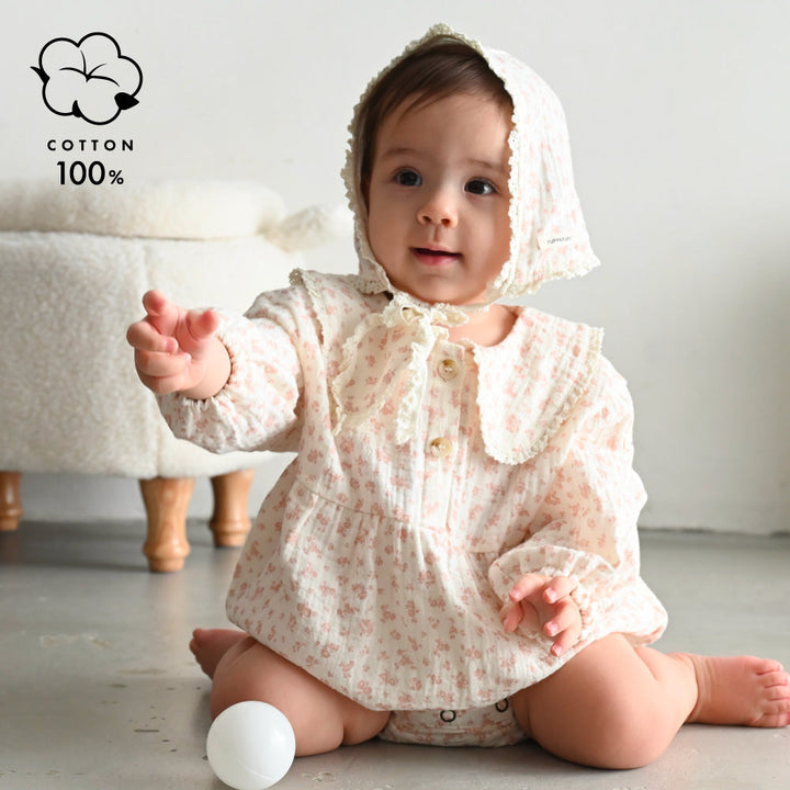 雙層紗小花連身衣帽套裝