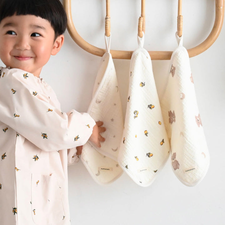 附掛繩紗布小方巾 5入組