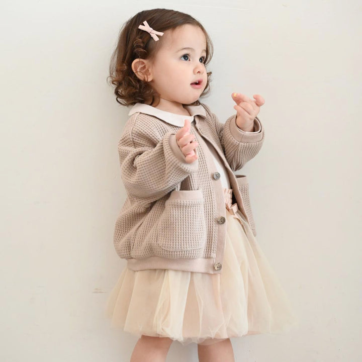 【秋冬外套】鬆餅紋 針織開襟衫