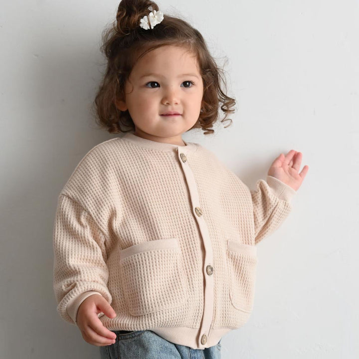 【秋冬外套】鬆餅紋 針織開襟衫