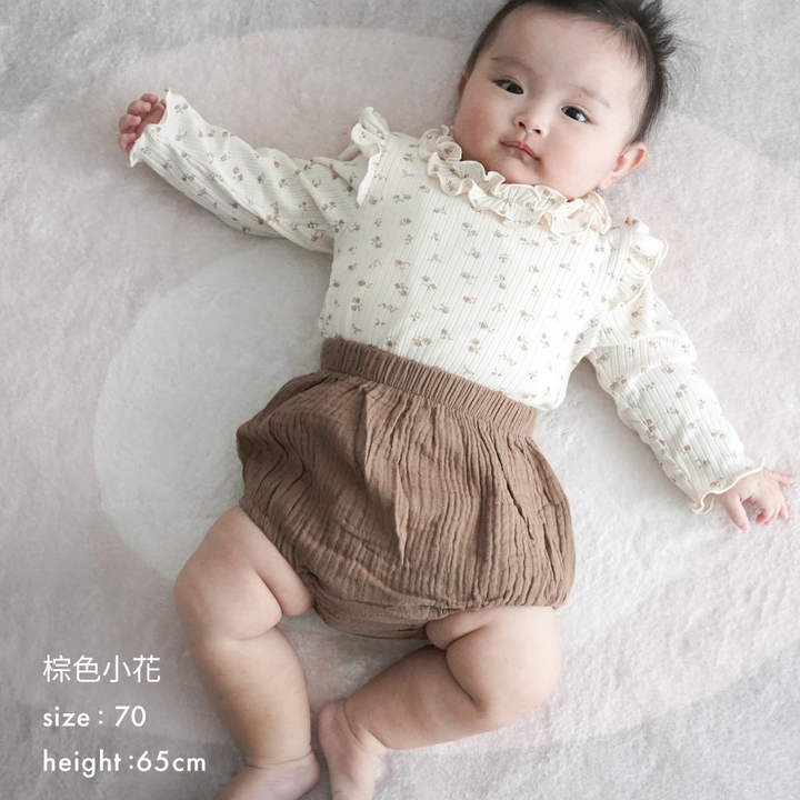 長袖荷葉邊連身包屁衣