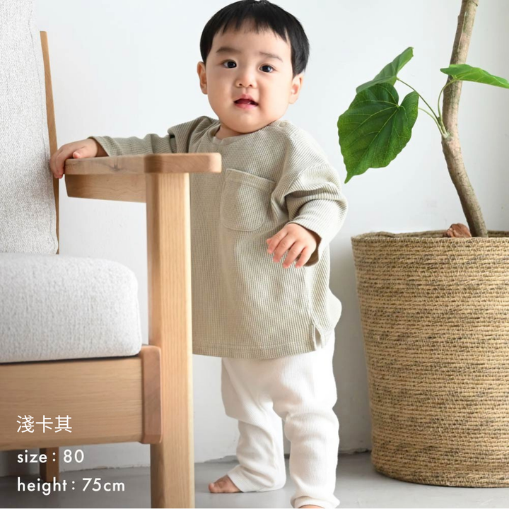 【秋冬上衣】 鬆餅紋 長袖T恤