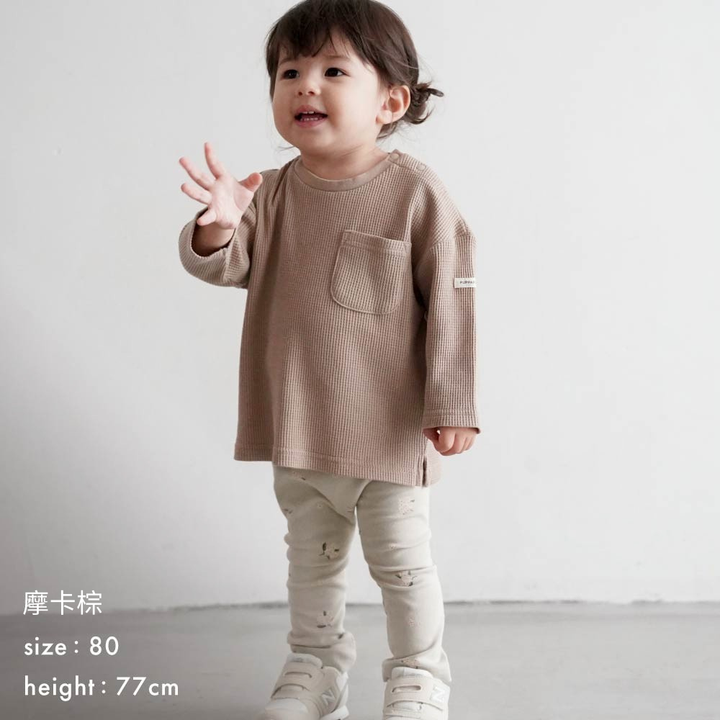 【秋冬上衣】 鬆餅紋 長袖T恤