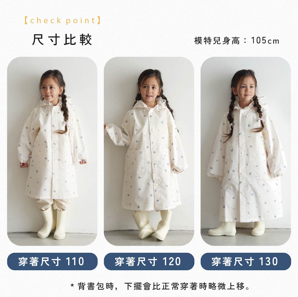 兒童時尚一件式雨衣