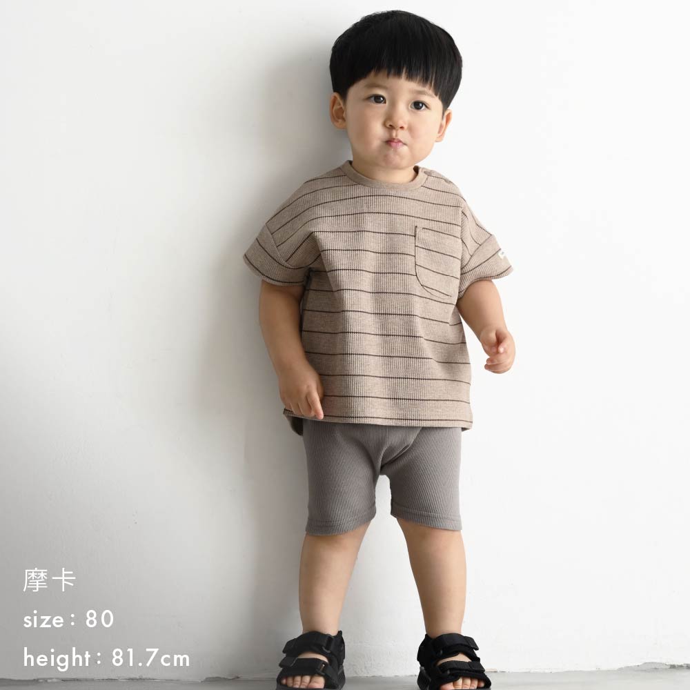 【春夏上衣】印花華夫格 短袖上衣